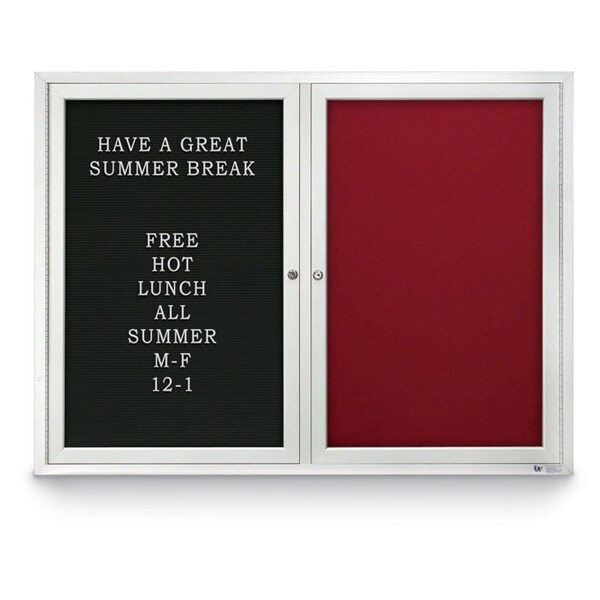 Outdoor Enclosed Combo Board, 42"x32", Satin Frame/Blue & Black